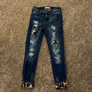 KanCan Leopard patch jean, size 7/27